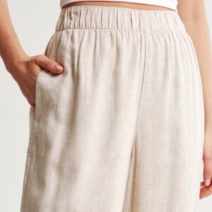 Abercrombie & Fitch linen looking cropped oatmeal cream pull on pants large